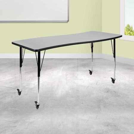 Flash Furniture Rectangle 26 W, 60 L, 30 H, Chrome, Laminate, Particleboard, Steel, Grey XU-A3060-CON-GY-T-A-CAS-GG
